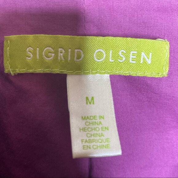 Sigrid Olsen Women's Eggplant Purple Quilted Button Front Jacket Size Medium - Picture 7 of 8